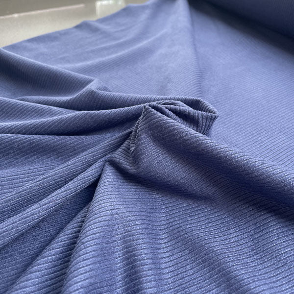 Blue Stretch Needlecord Style Polyester Deadstock Fabric