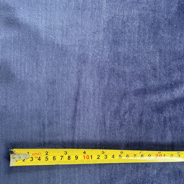 Indigo Blue Velour Style Stretch Needlecord Deadstock Fabric