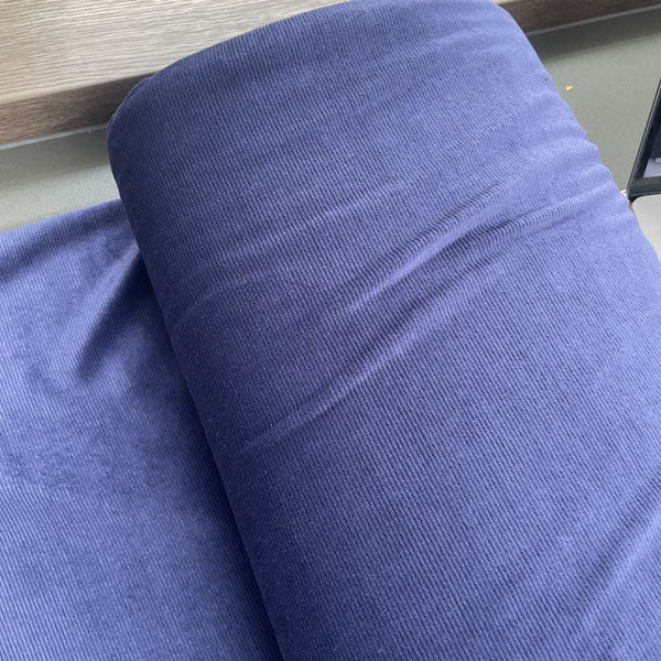 Indigo Blue Velour Style Stretch Needlecord Deadstock Fabric