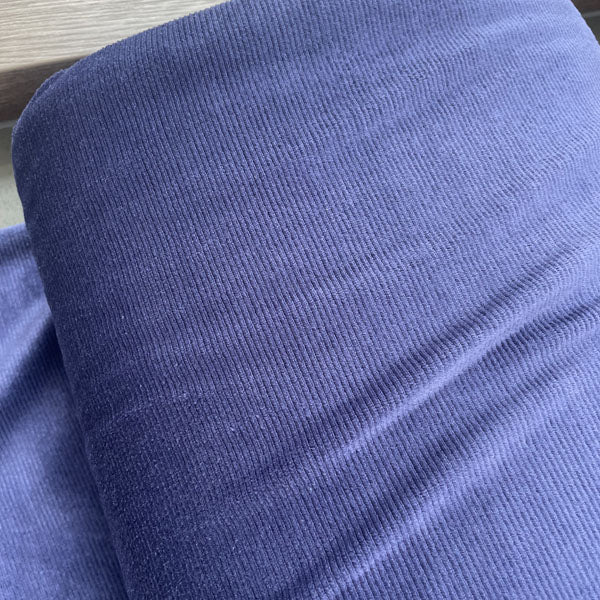 Indigo Blue Velour Style Stretch Needlecord Deadstock Fabric