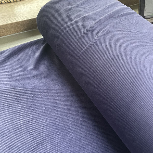 Indigo Blue Velour Style Stretch Needlecord Deadstock Fabric