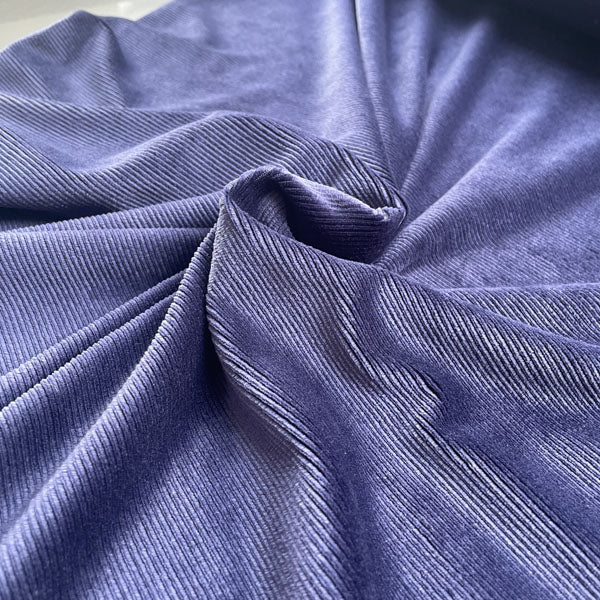 Indigo Blue Velour Style Stretch Needlecord Deadstock Fabric