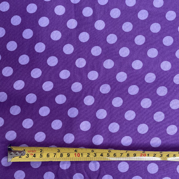 Purple & Lilac Polka Dot Fleece Backed Sweatshirting Deadstock Fabric