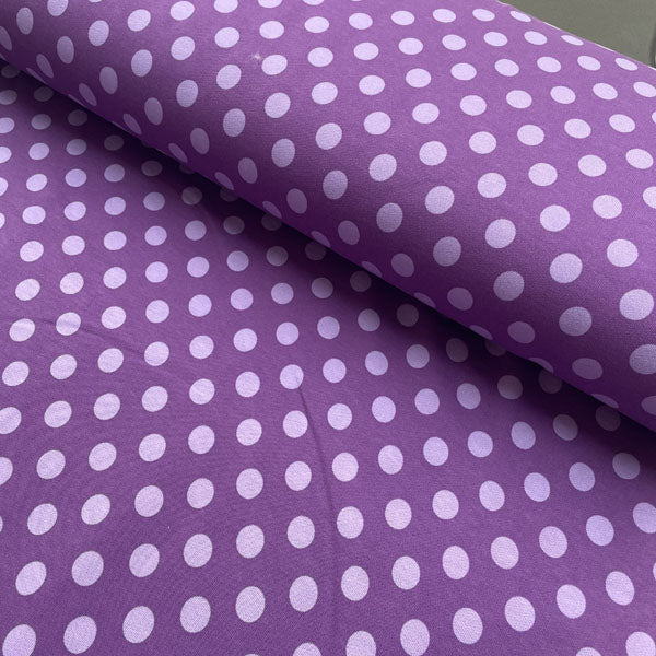 Purple & Lilac Polka Dot Fleece Backed Sweatshirting Deadstock Fabric
