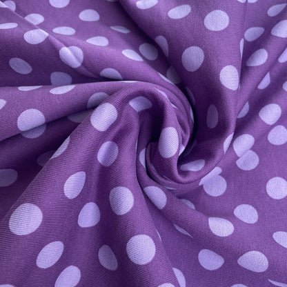 Purple & Lilac Polka Dot Fleece Backed Sweatshirting Deadstock Fabric