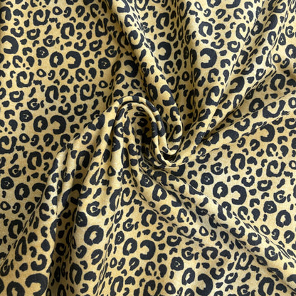 Yellow & Black Leopard Print Cotton Lycra Jersey Deadstock Fabric