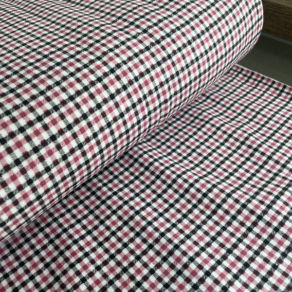 Pink, Black & White Check 100% Cotton Jersey Deadstock Fabric