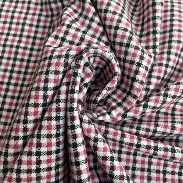 Pink, Black & White Check 100% Cotton Jersey Deadstock Fabric