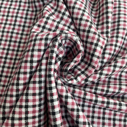 Pink, Black & White Check 100% Cotton Jersey Deadstock Fabric