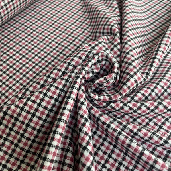 Pink, Black & White Check 100% Cotton Jersey Deadstock Fabric