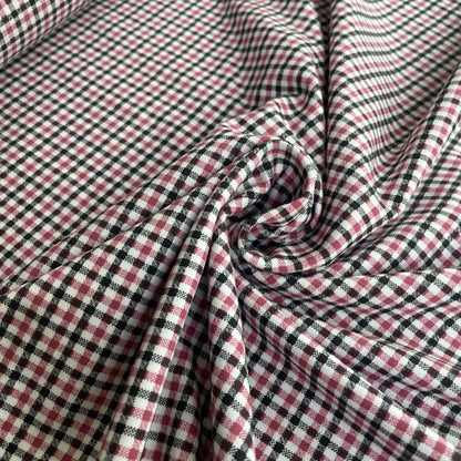 Pink, Black & White Check 100% Cotton Jersey Deadstock Fabric