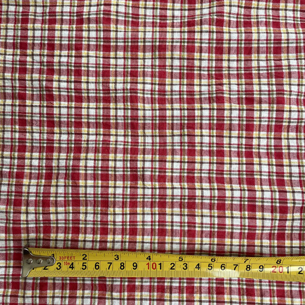 Red, Yellow & Green Small Check Yarn-Dyed Cotton Deadstock Fabric