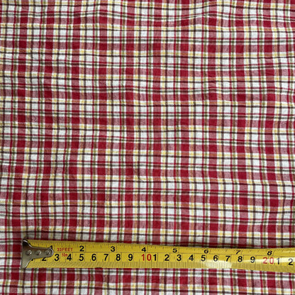 Red, Yellow & Green Small Check Yarn-Dyed Cotton Deadstock Fabric