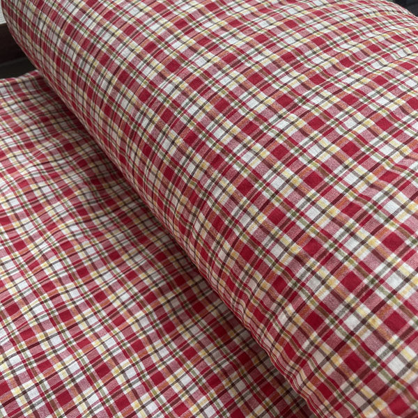 Red, Yellow & Green Small Check Yarn-Dyed Cotton Deadstock Fabric