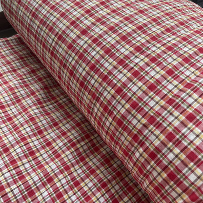 Red, Yellow & Green Small Check Yarn-Dyed Cotton Deadstock Fabric