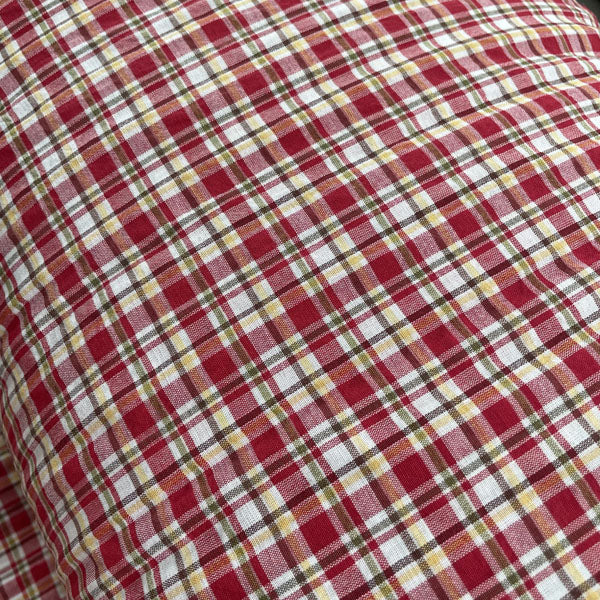 Red, Yellow & Green Small Check Yarn-Dyed Cotton Deadstock Fabric
