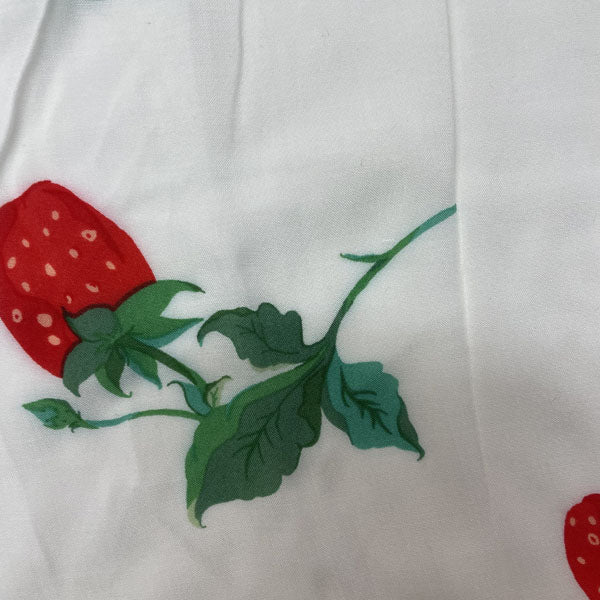 Deadstock Strawberry Print White Modal Fabric