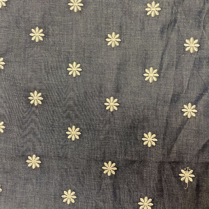 Deadstock White Embroidered Daisy Navy Denim