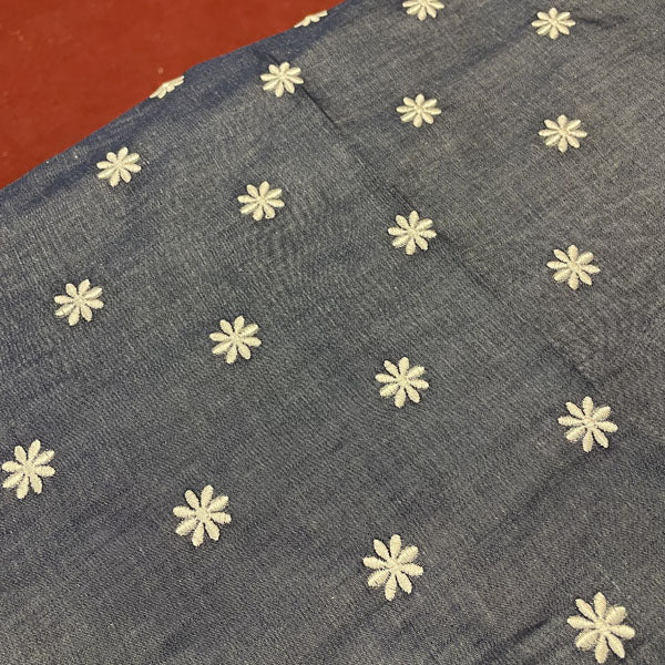 Deadstock White Embroidered Daisy Navy Denim