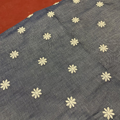Deadstock White Embroidered Daisy Navy Denim