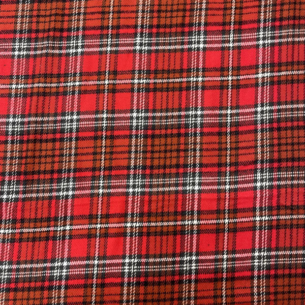 Deadstock Red Tartan Brushed Flannel Fabric