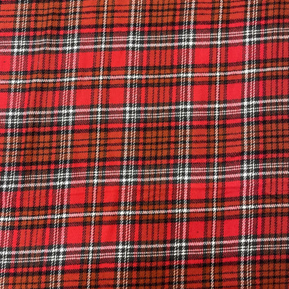 Deadstock Red Tartan Brushed Flannel Fabric