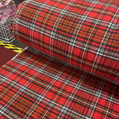 Deadstock Red Tartan Brushed Flannel Fabric
