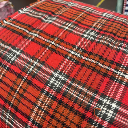 Deadstock Red Tartan Brushed Flannel Fabric