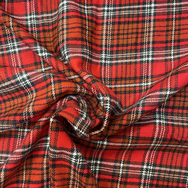 Deadstock Red Tartan Brushed Flannel Fabric