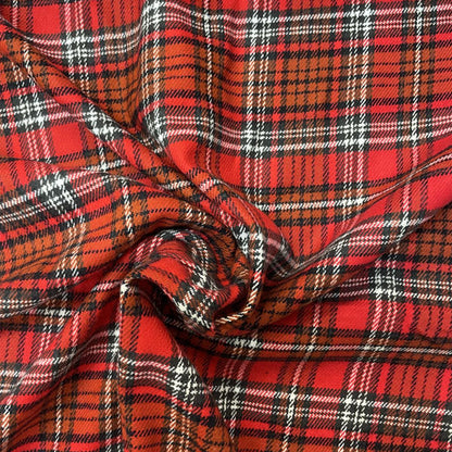 Deadstock Red Tartan Brushed Flannel Fabric