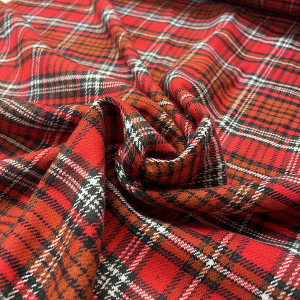 Deadstock Red Tartan Brushed Flannel Fabric