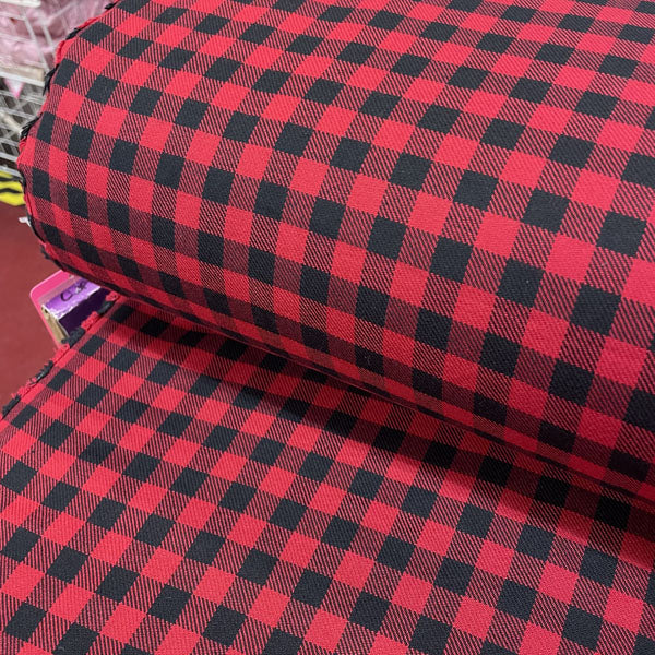 Deadstock Red & Black Gingham Soft Flannel Fabric
