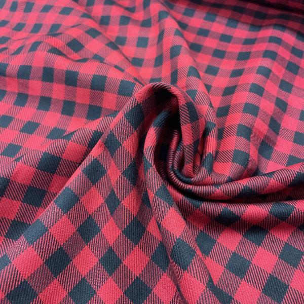 Deadstock Red & Black Gingham Soft Flannel Fabric