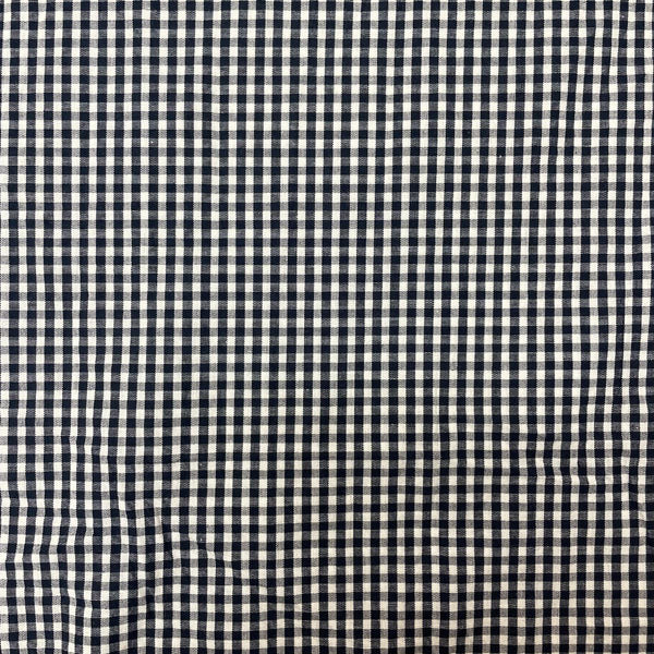 Deadstock Navy & White Small Gingham Fabric