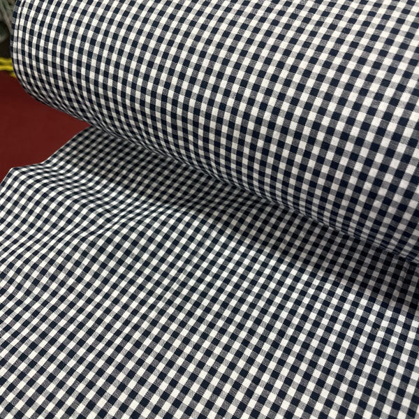 Deadstock Navy & White Small Gingham Fabric