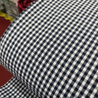 Deadstock Navy & White Small Gingham Fabric