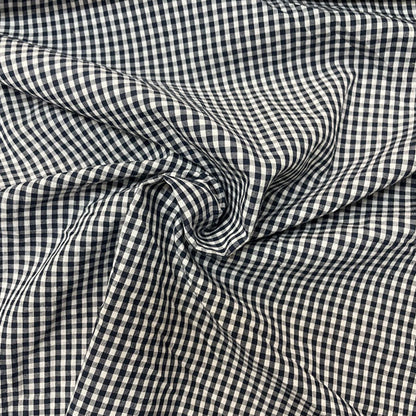 Deadstock Navy & White Small Gingham Fabric