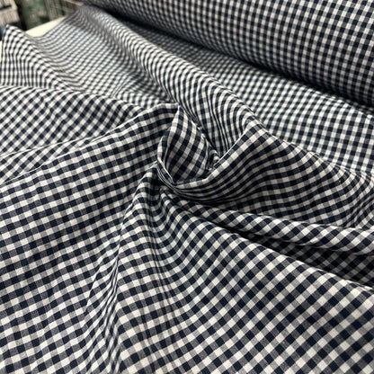 Deadstock Navy & White Small Gingham Fabric