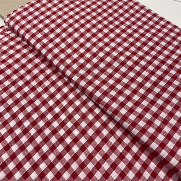 Red & White Gingham Cotton Fabric
