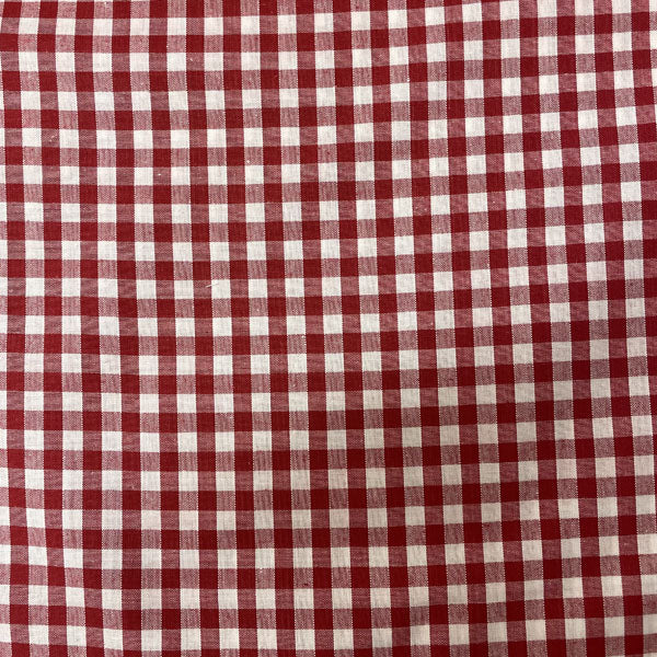 Red & White Gingham Cotton Fabric