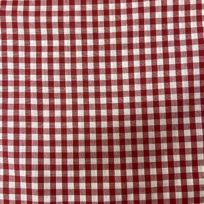 Red & White Gingham Cotton Fabric