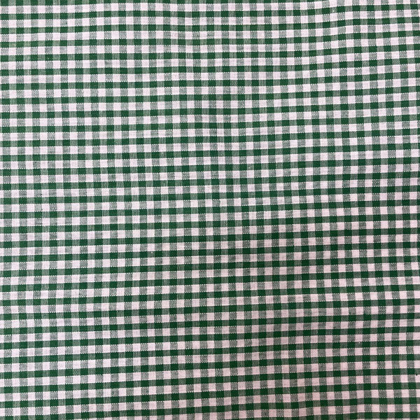 Green & White Gingham Cotton Fabric