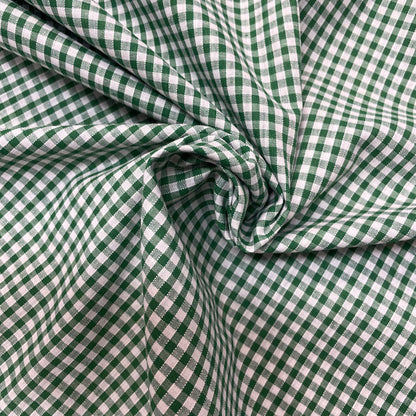 Green & White Gingham Cotton Fabric