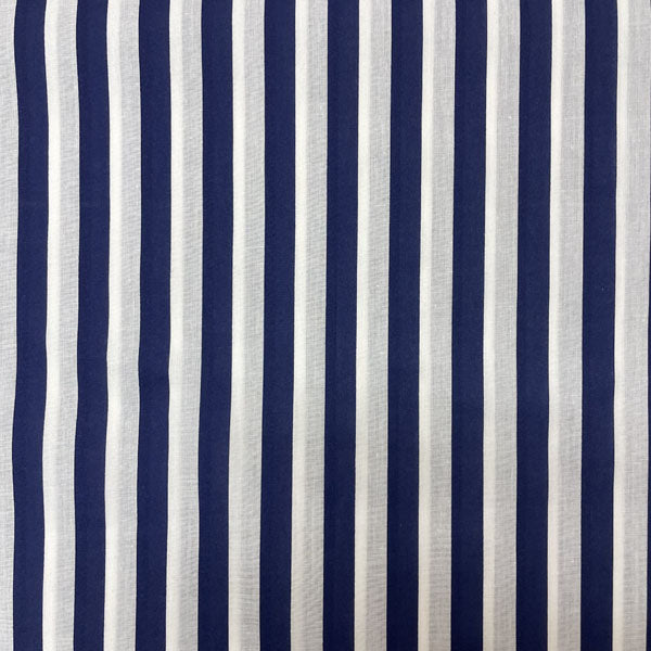 Navy & White Striped Polycotton Fabric