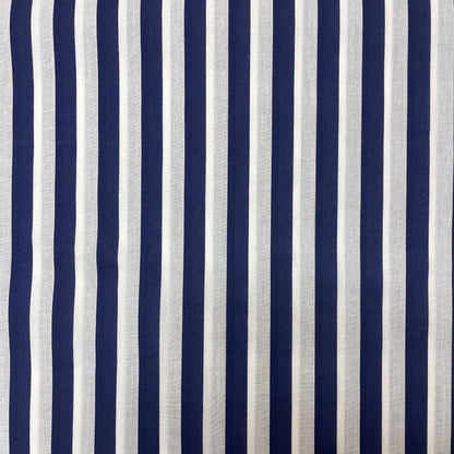 Navy & White Striped Polycotton Fabric