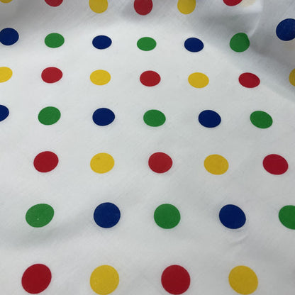 Red, Blue, Yellow & Green Polka Dot Polycotton Fabric