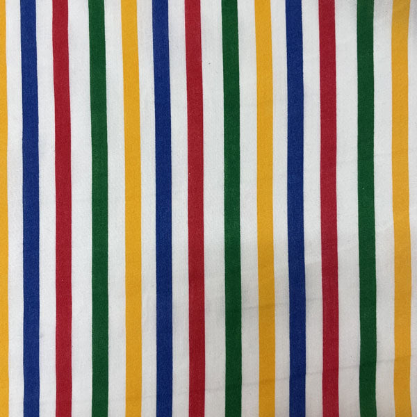 Red, Blue, Yellow & Green Striped Polycotton Fabric