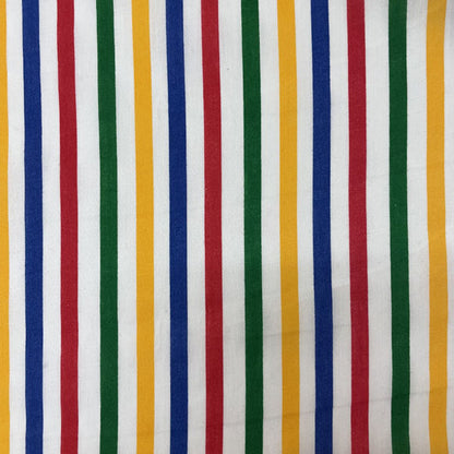 Red, Blue, Yellow & Green Striped Polycotton Fabric