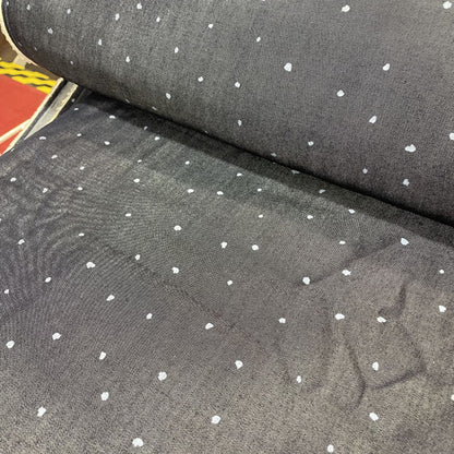 Deadstock Polka Dot Silky Denim Chambray Fabric