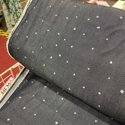 Deadstock Polka Dot Silky Denim Chambray Fabric